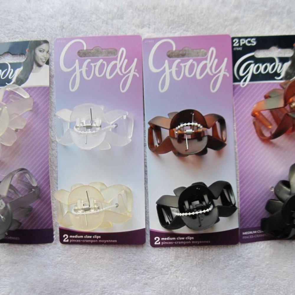 2 Goody Medium Matte Frosted Spider Octopus Plastic Jaw Claw Clips 2 1/4" Clear